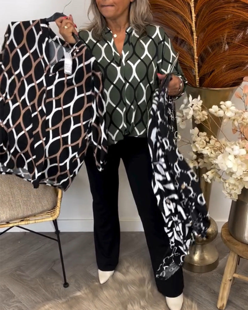 CHRISTABEL | CASUAL LONG-SLEEVE PATTERNED BLOUSE