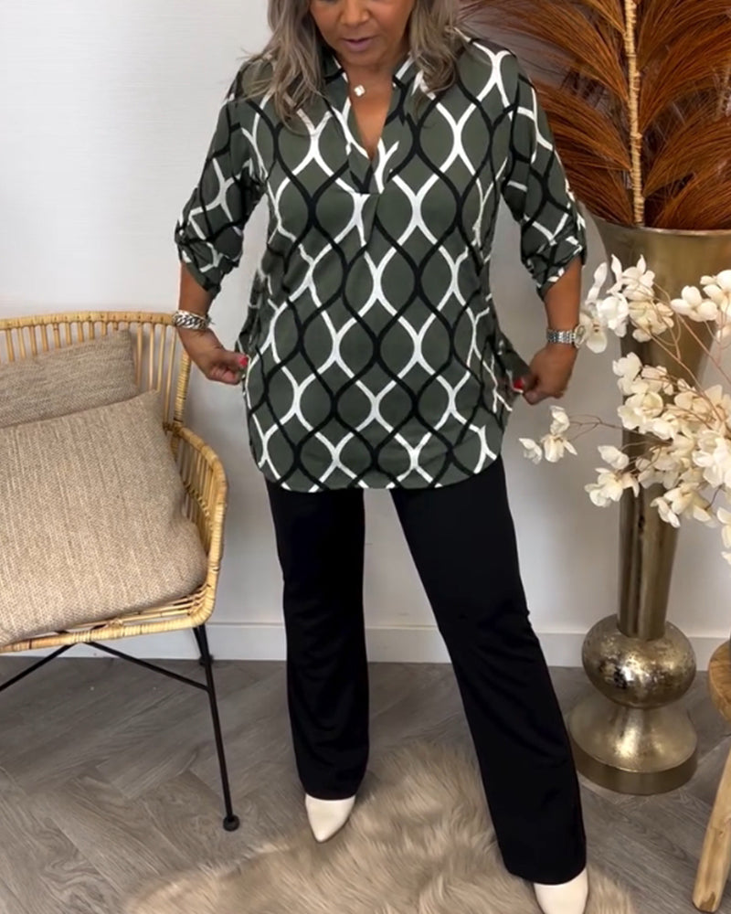 CHRISTABEL | CASUAL LONG-SLEEVE PATTERNED BLOUSE