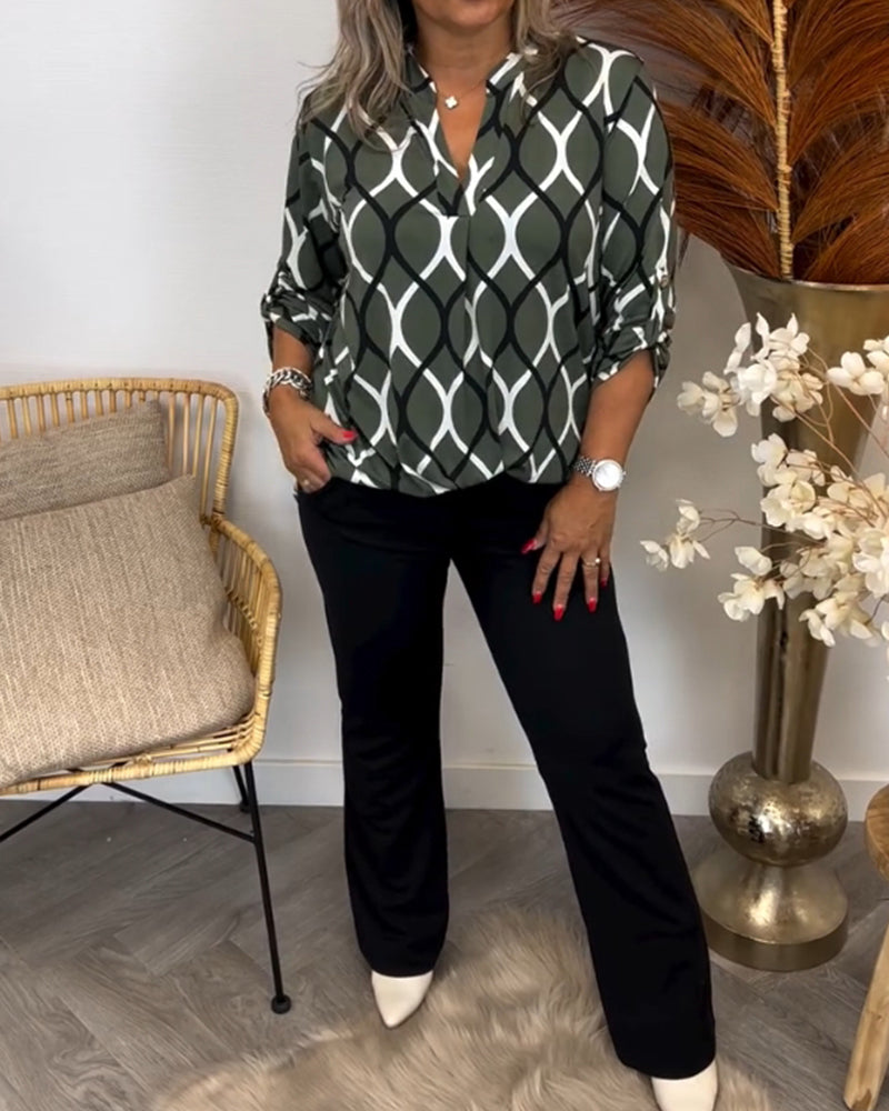 CHRISTABEL | CASUAL LONG-SLEEVE PATTERNED BLOUSE