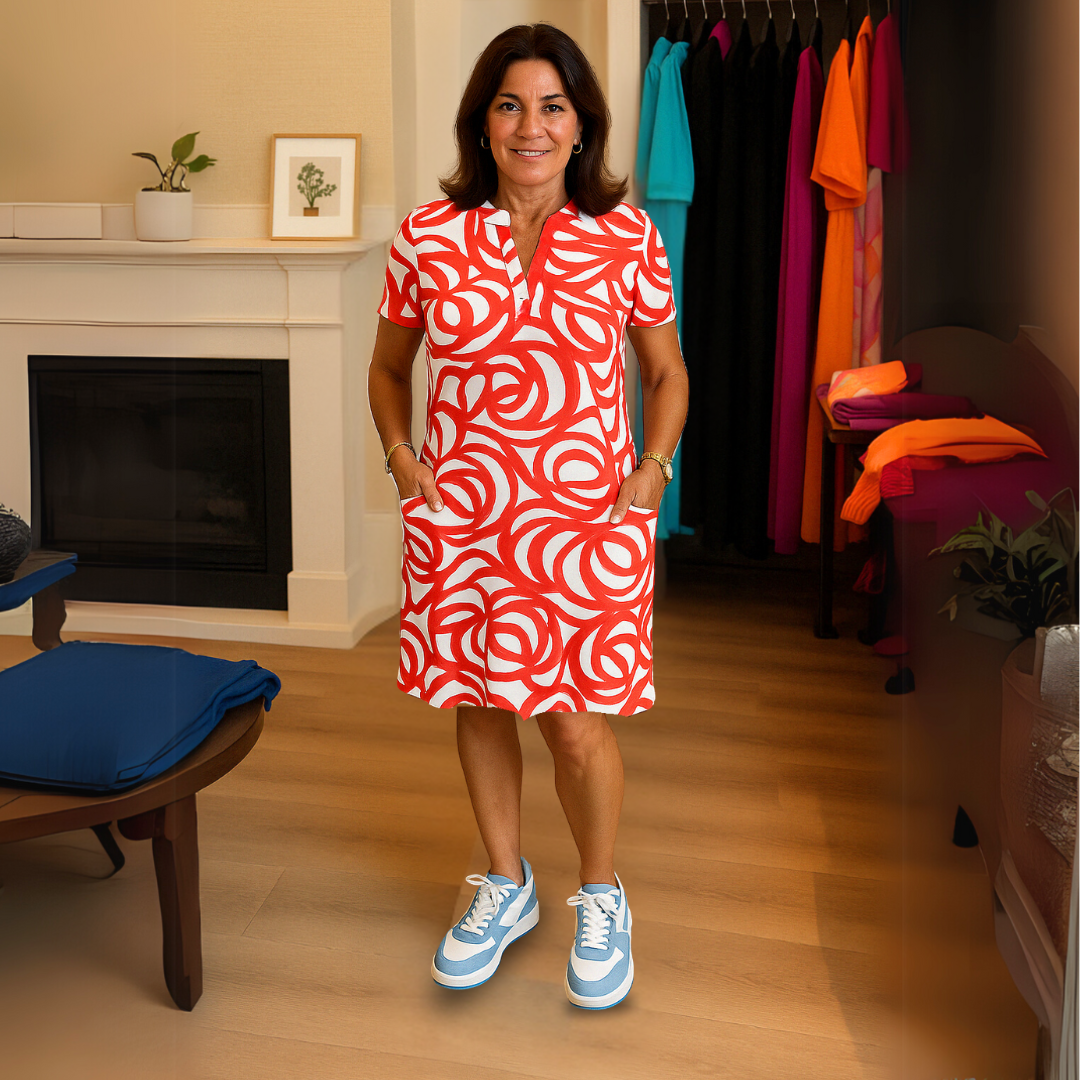 BERNADETTE | PRINTED V-NECK DRESS