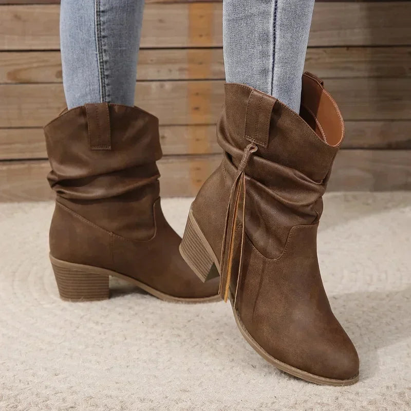 BEATRICE | WESTERN BLOCK HEEL BOOTIES