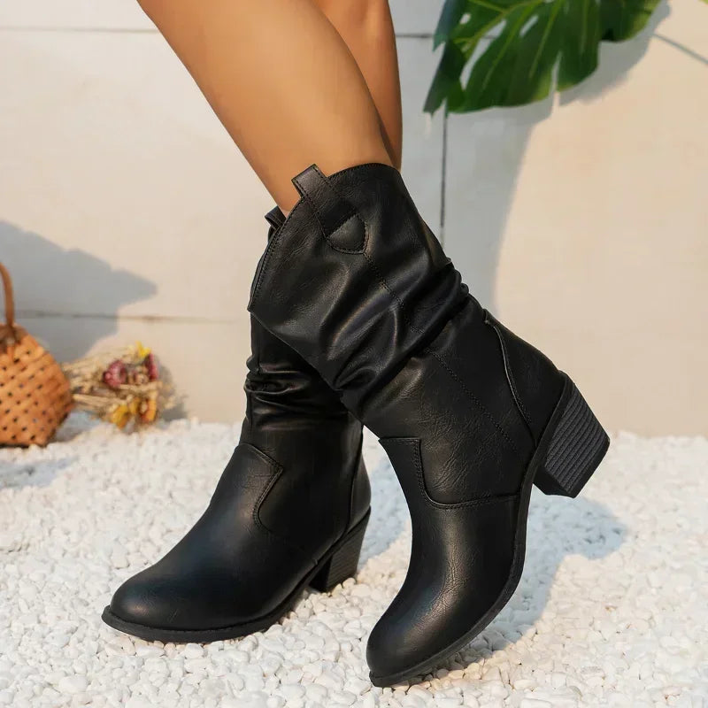 BETHANY | LEATHER LOOK WESTERN BOOTS