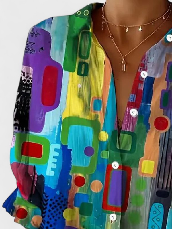 CLEMENTINE | ELEGANT GEOMETRIC PATTERN BLOUSE