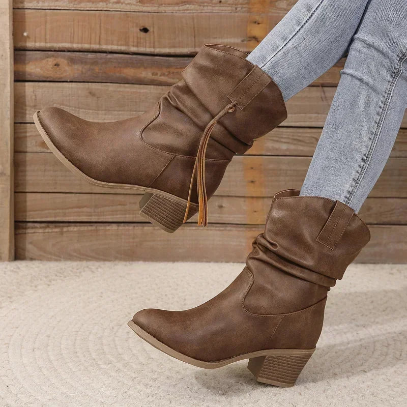 BEATRICE | WESTERN BLOCK HEEL BOOTIES
