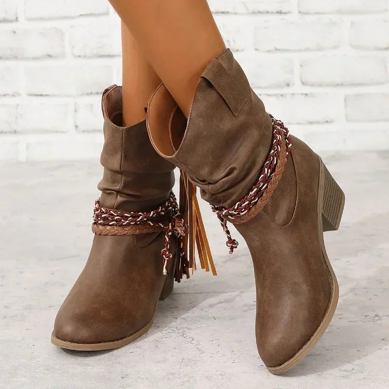 BEATRICE | WESTERN BLOCK HEEL BOOTIES