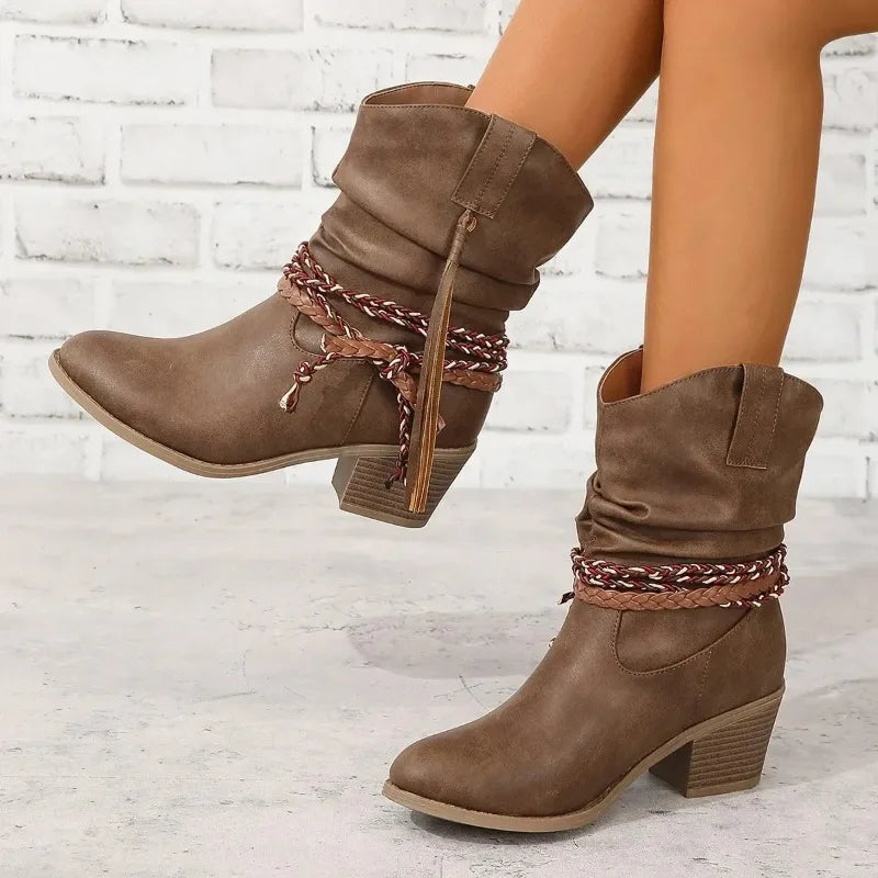 BEATRICE | WESTERN BLOCK HEEL BOOTIES